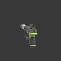 Sci Fi Designation Pistol With Long Barrel Silver Black Green And Yellow Glowing Elements 3d model