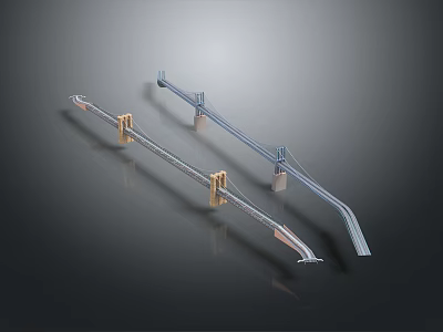 Detailed 3D Bridge Model With Structural Towers Cables And Deck Components 3d model