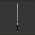 Traditional Sword With Red Handle Golden Decorations And Silver Blade Elegant Design