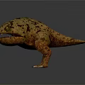 3D Prehistoric Amphibian Character with Green Brown Spotted Skin Open Mouth Sharp Teeth