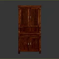 Traditional Dark Brown Solid Wood Storage Cabinet With Upper Glass Doors And Lower Drawers