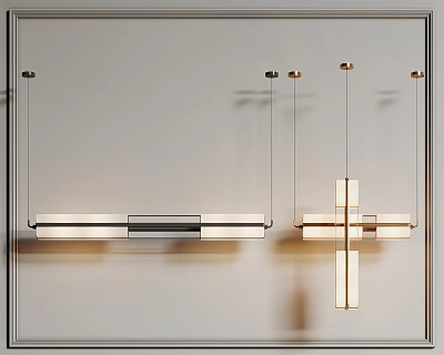 Modern Geometric Pendant Lights With Linear And Cross Shape Metal Frame Design 3d model