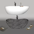 Modern Freestanding White and Gray Bathtubs with Slippers Towel and Bath Products