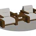 Two Modern Single Sofas With Wooden Frames White Cushions And Side Table On Light Rug 3d model