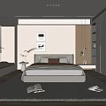 Modern Minimalist Bedroom Interior With Recessed Lighting Pendant Lights Wooden Floor And Blinds
