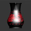 Sleek Black Electric Kettle Featuring Red Floral Pattern for Home Daily Use