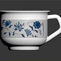 White Ceramic Mug With Blue Floral Patterns For Daily Living Essentials 3d model