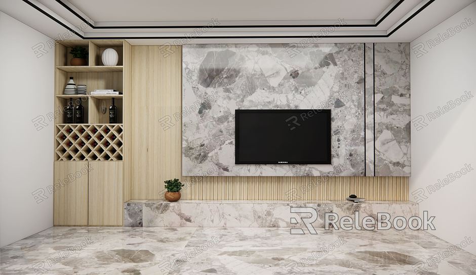 Modern TV background wall model