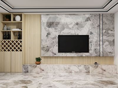 Modern TV background wall model