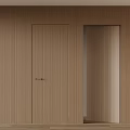 Modern Wooden Swing Door Design With Open And Closed Panels In Natural Wood Interior