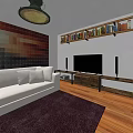 Modern Restaurant Interior With Wooden Table White Chairs Hanging Lights Green Plants And Bar Counter