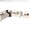 Multi-person sofa with armrest combination sofa 3d model