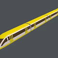 Yellow Modern Long Train With Streamlined Front And Multiple Carriages 3d model