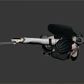 3D Female Character Model With Horns Holding Gun In Black Green Outfit And High Heels