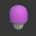 Pink Mushroom With Round Cap Light Base And Smiley Face Design