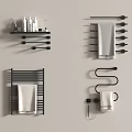 Modern Black Bathroom Accessories with Shelf Towel Rail Heated Rack and Paper Holder