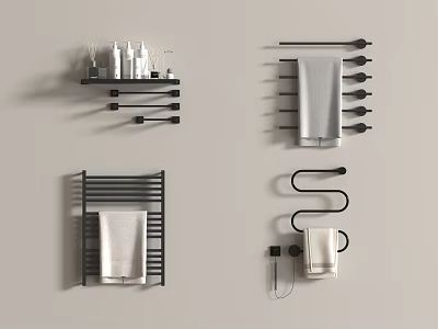 Towel rack Electric heating toiletries Hair dryer 3d model