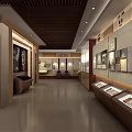 Cultural Center Interior With Calligraphy Sculpture Lanterns And Wooden Walls