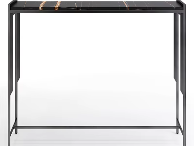 Modern Dining Table With Black Marble Top And Sleek Metal Frame Design 3d model