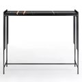 Modern Dining Table With Black Marble Top And Sleek Metal Frame Design