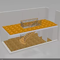 Two Level Interior Structure With Patterned Floor Upper Platform Railing And Staircase