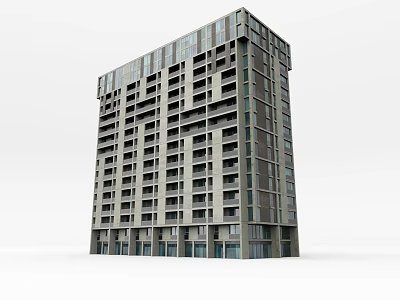 Modern Multi Storey Office Building With Gray Exterior Large Windows And Balconies 3d model