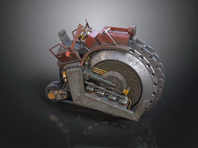 Household Metal Mechanical Tool With Red Gray Wheel And Durable Components 3d model