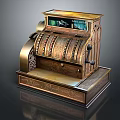 Vintage Brass Cash Register With Ornate Carvings Mechanical Components And Top