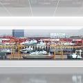 Background Wall Displaying Major Port Scene With Cranes Containers And Ships