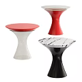 Stylish Modern Side Tables Featuring Red White Black Colors And Marble Texture Design 3d model