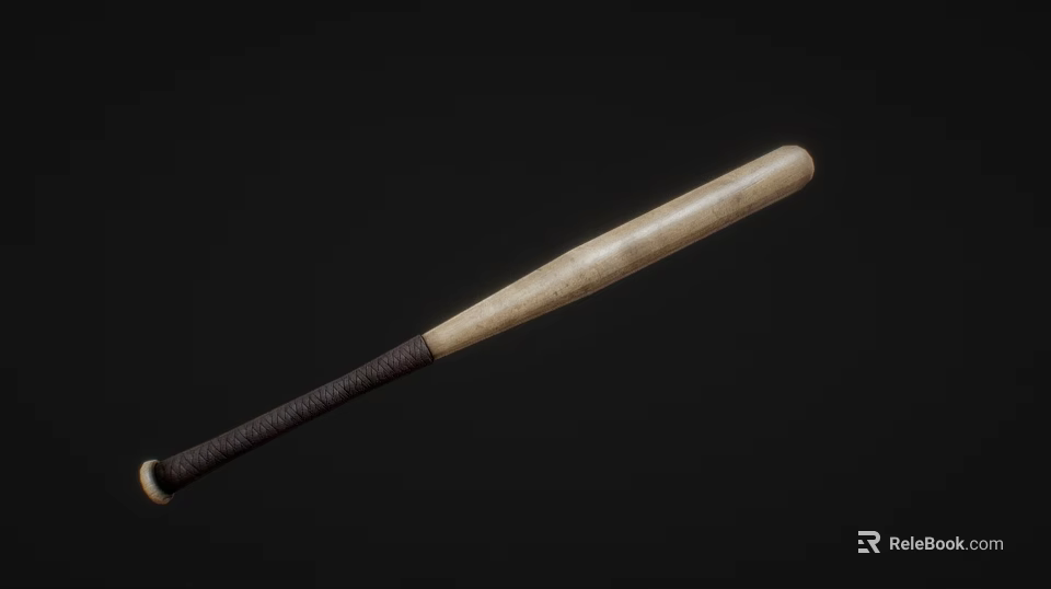 Wooden Baseball Bat Sports Equipment With Leather Wrapped Grip For Baseball Training 3d model 