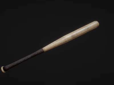 Wooden Baseball Bat Sports Equipment With Leather Wrapped Grip For Baseball Training 3d model