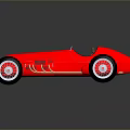 Red Vintage Race Car With Streamlined Body And Spoked Wheels On Reflective Surface