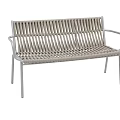 Modern Outdoor Bench With Woven Rattan Seat And Metal Frame Design
