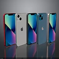 Apple Smartphones In Various Colors With Colorful Screen Display And Reflections