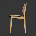 Simple Wooden Leisure Chair With Curved Seat And Straight Legs Design