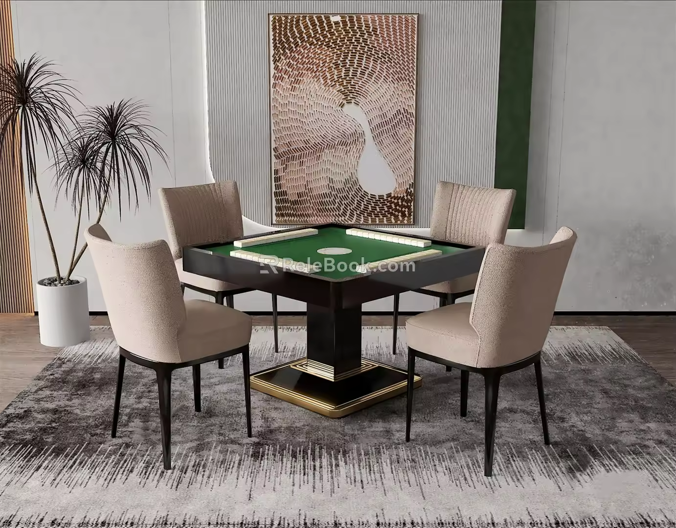 Modern Mahjong Table and Chair Mahjong Table 3d model