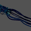 Blue Aquatic Animal Giant Squid With Bioluminescent Eyes Detailed 3D Model