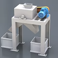 Industrial Equipment with Blue Motor Metal Frame and Discharge Bins