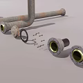 Pipe valve elbow flange assembly 3d model