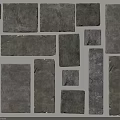 Textured Gray Stone Background Wall With Various Sizes And Decorative Tiles