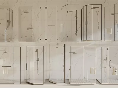 Elegant Modern Shower Sauna Designs With Glass Enclosures And Marble Finishes 3d model
