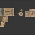Daily Necessities Storage With Stacked Wooden Boxes Of Various Sizes And Shapes