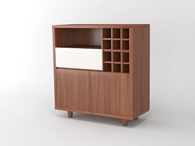 Modern Wooden Bookcase With Open Shelves Cabinet Doors And Grid Compartments 3d model