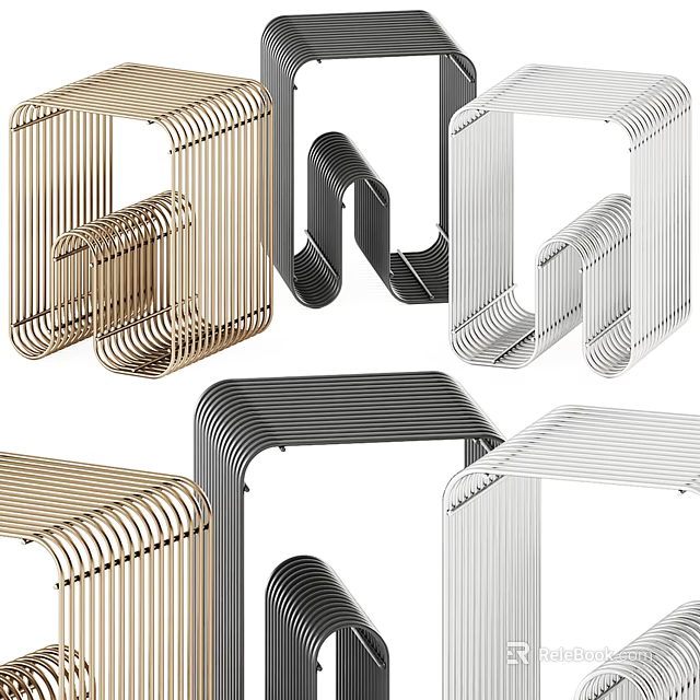 Contemporary Corner Table With Metal Wire Frame Sleek Design And Multiple Color Options 3d model