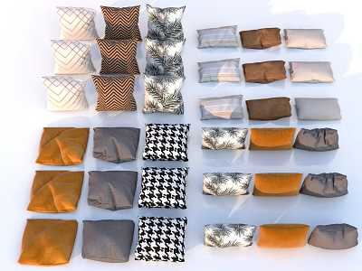 Various Colorful Pillows With Diverse Patterns And Modern Designs For Home Decor 3d model