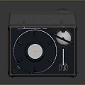 Modern Vinyl Turntable With Transparent Cover And Metallic Tonearm On Dark Base