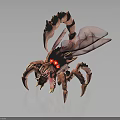 Fierce Fantasy Creature with Red Eyes Multiple Legs Sharp Claws and Wing Structures 3d model