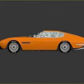 Orange Vintage Sports Car With Sleek Body Design And Black Roof