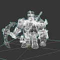 Steampunk Inspired Game Movie Character With Axe Weapon And Glowing Blue Core